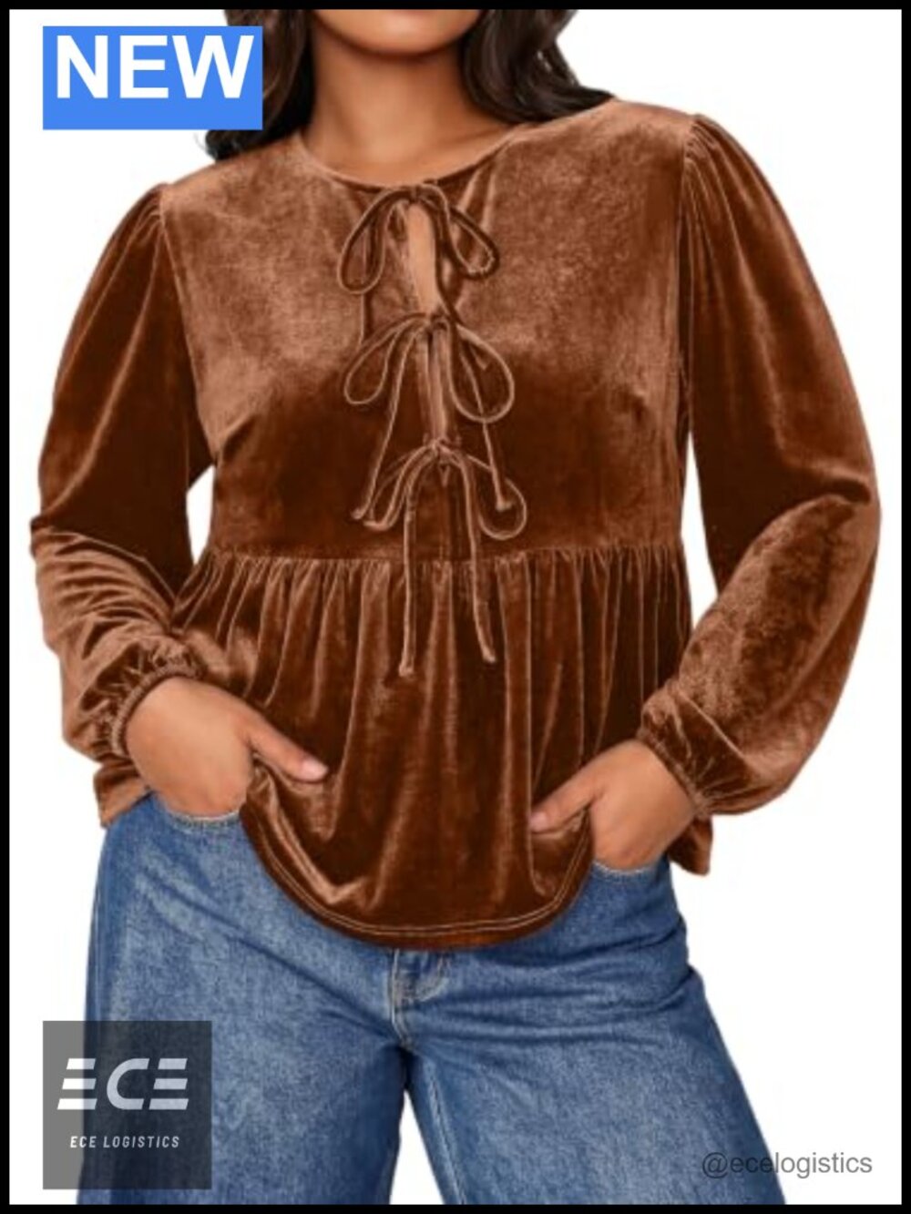 Womens Plus Size Velvet Blouse Babydoll Ruffle Peplum Top Dressy Fall